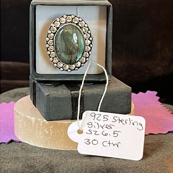 NWT ARTISAN CRAFTED LABRADORITE RING SET IN 925 STERLING SILVER SZ 7 - Picture 1 of 9